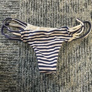 Acacia Swimwear Navy and Cream Striped Bikini Bottom